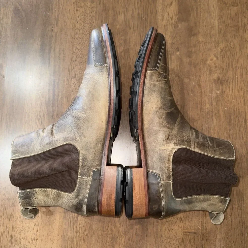 Cole Haan Chelsea Boots Distressed Brown Leather Pull On Elastic Panel Mens 10.5